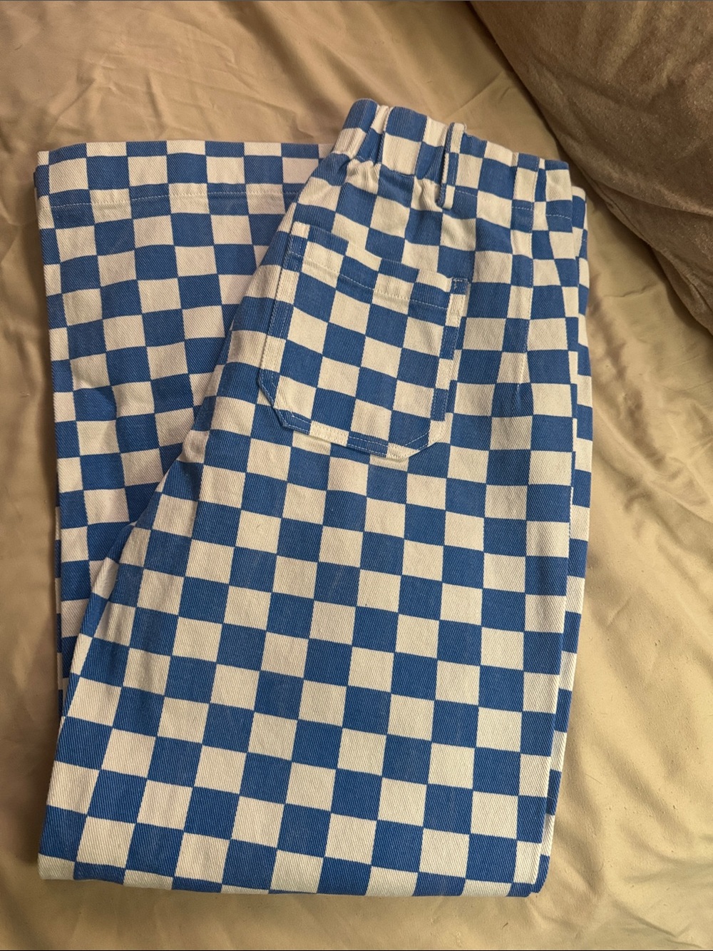Blue and White Checkerboard Pants